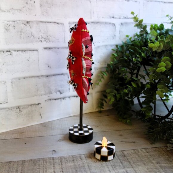 Checked Christmas Tree Ornament and Checked Candle Set Checked Mantle Decor - Picture 4 of 7